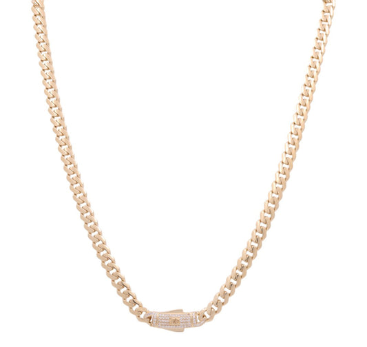 14K Yellow Gold Monaco Semisolid Chain / Stone: Cz / Size: 7mm 24" / Weight: 31.3 GR / COCH4MON7-24