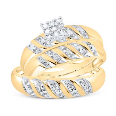 10k Yellow Gold Diamond Trio Set  / Size: Sz:7&Sz:10 /41104