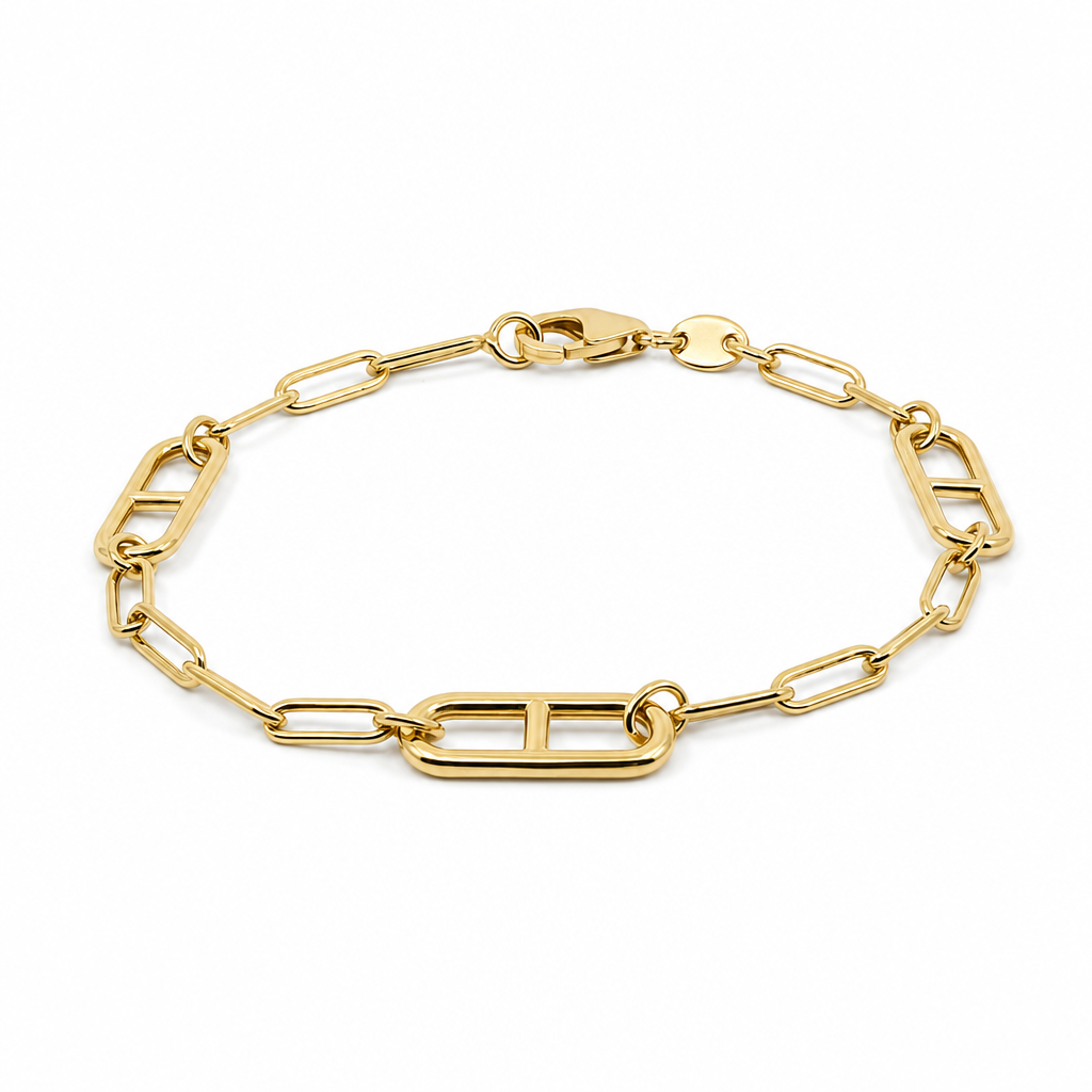 14K Yellow Gold Paper Clip Women's Bracelet / Size: 7'' / Weight: 4.8 GR / CXWB4PC-7