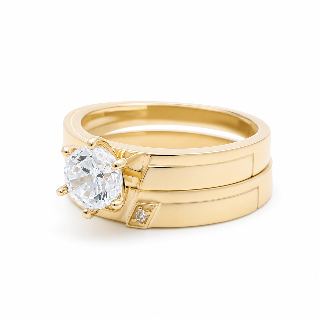 14K Yellow Gold Women’s Bridal Set / Stone: Cz / Size: 7.5 / Weight: 4.6 GR