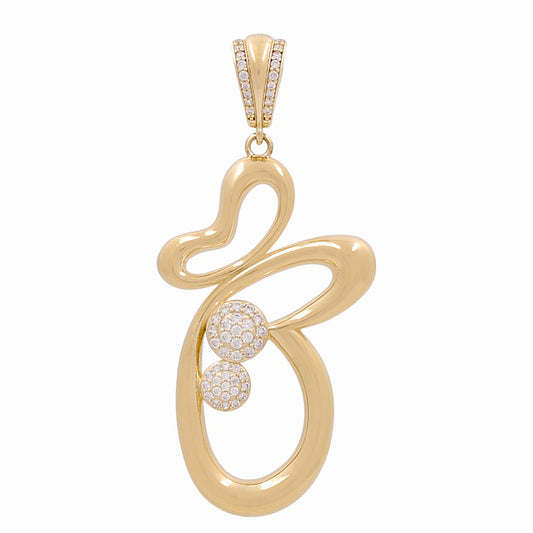 10K Yellow Fashion Butterfly Pendant with CZ / Weight: 5.6 GR / H25-1