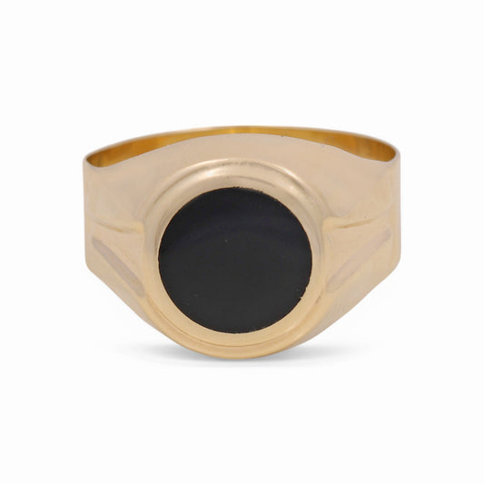 Anillo de oro amarillo de 14 quilates con diseño de Redondo para hombre con ónix / Tamaño: 11 / Peso: 4 GR / COMR4FS-68