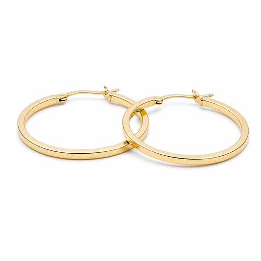 10K  Yellow Gold Women's Plain Hoops Earring / Size: 1.5mmx23mm / Weight: 2.0 GR / DQEH0PL1.5X23