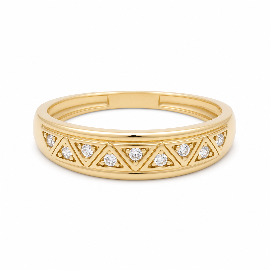 10K Yellow Gold Men’s Wedding Band with Cz / Size: 12 / Weight: 3.4 GR