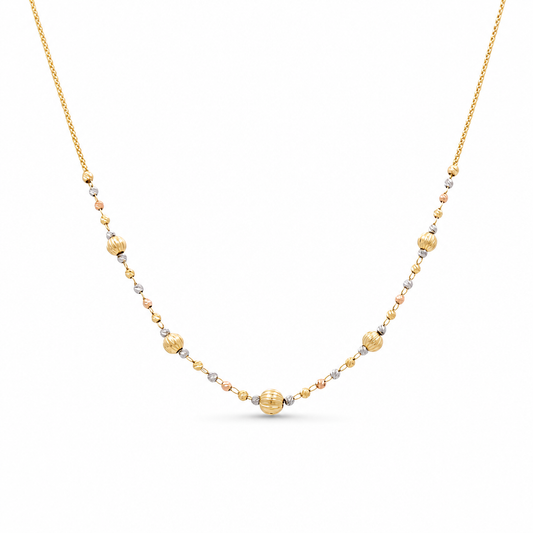 14K Yellow, White and Rose Gold Fashion Women's Necklace / Size: 18" / Weight: 5.9 GR