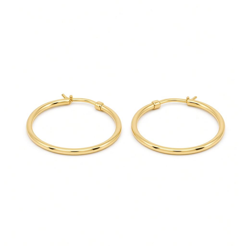 14K Yellow Gold Plain Hoop Earrings / Size: 2mmx27mm / Weight: 2 GR / DOEH4PL