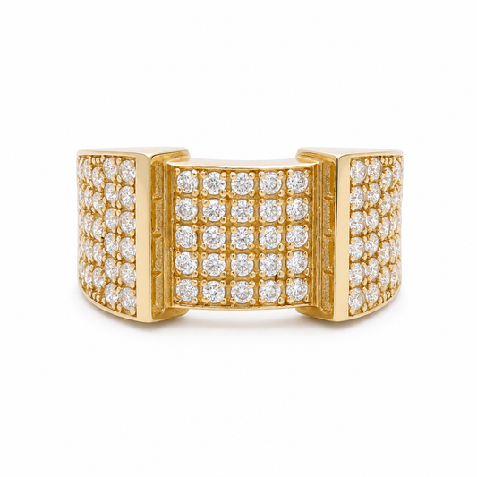 14k Yellow Gold Fashion Men's Ring with Cz / Size 10.5 / Weight 9.6 GR