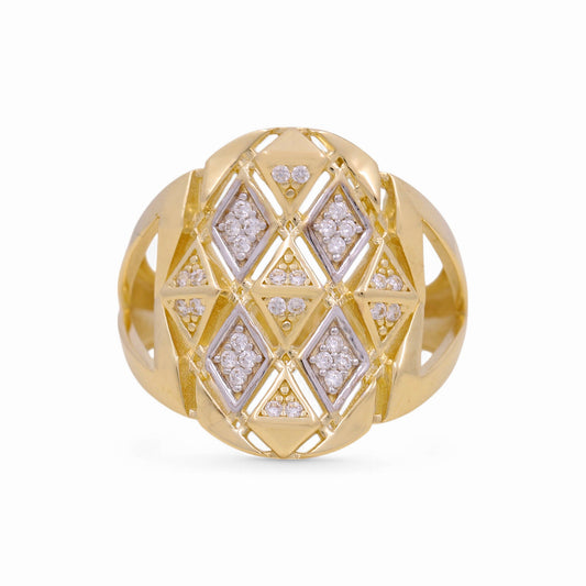 14K Yellow and White Gold Women's Fashion Ring / CZ / Size: 7.5 / Weight: 4.1 GR / DOWRTT4FS