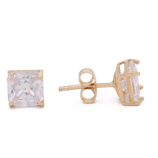 14k Yellow Gold Stud Earrings With Cz / 6-398101PS6