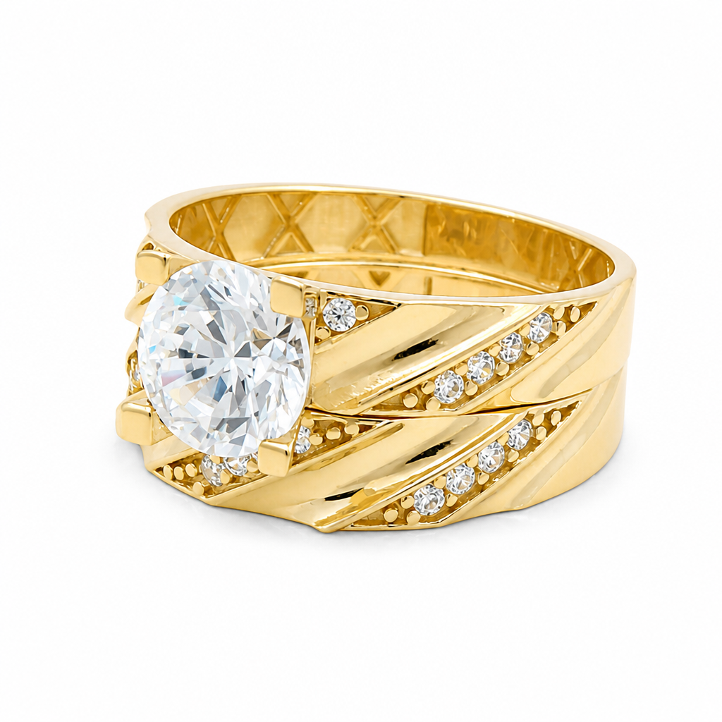 10K Yellow Gold Women’s Bridal Set / Stone: Cz / Size: 8 & 7.75 / Weight: 3.8 GR / CQWR0BS-2