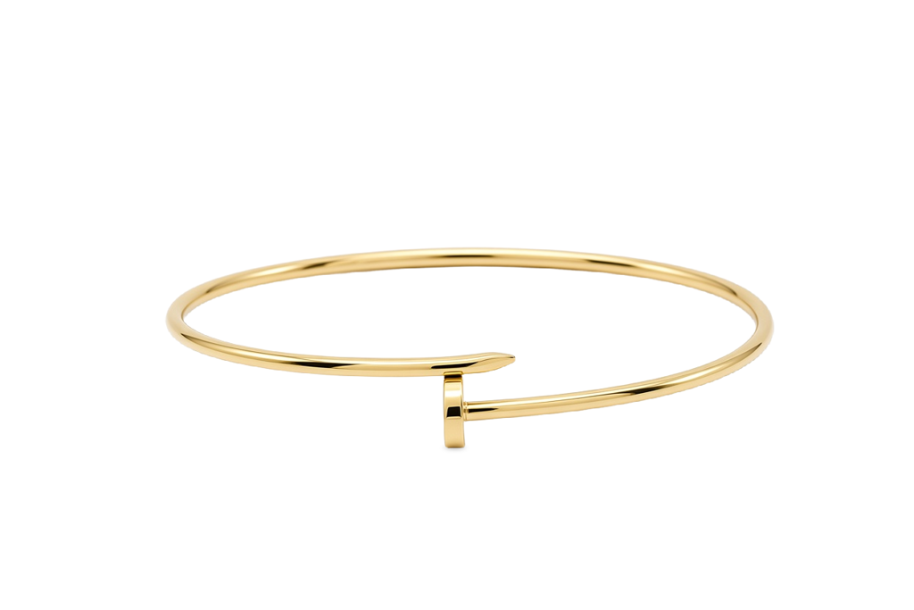 10K Yellow Gold Fashion Women's Nail Bangle Bracelet / Size: 18" / Weight: 3.1 GR / P04B-33