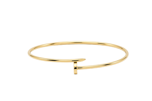 10K Yellow Gold Fashion Women's Nail Bangle Bracelet / Size: 18" / Weight: 3.1 GR / P04B-33