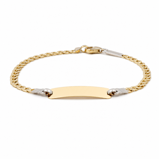 14K Yellow Gold Baby ID Bracelet With Curb Chain / Size: 6" / Weight: 2.5 GR