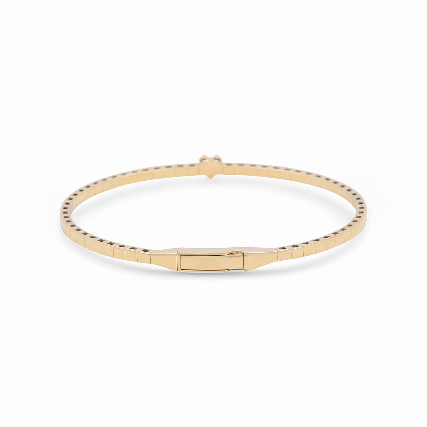 14K Yellow Gold Semisolid Small Heart Women’s Bangle Bracelet with Cz / Weight: 7.2 GR / CPBB4HR