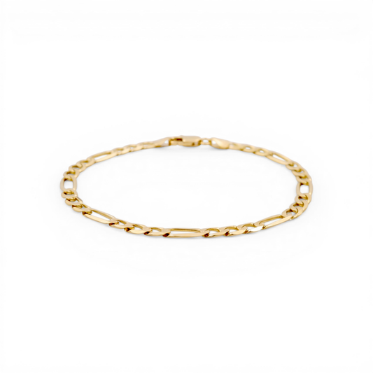 10K Yellow Gold Men's Solid Figaro Bracelet / Size: 4.5mm 8" / Weight: 5.3 GR / CSMB0FG4.5-8