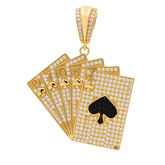 10K Yellow Gold Deck of Cards Pendant with Cz / Weight: 7.9 GR / HP-76