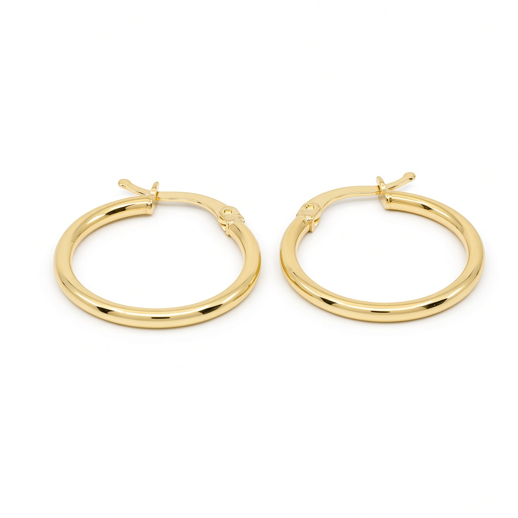 10K Yellow Gold Fashion Plain Hoop Earrings / Size: 2mmx19mm / Weight: 1.5 GR / DOEH0PL