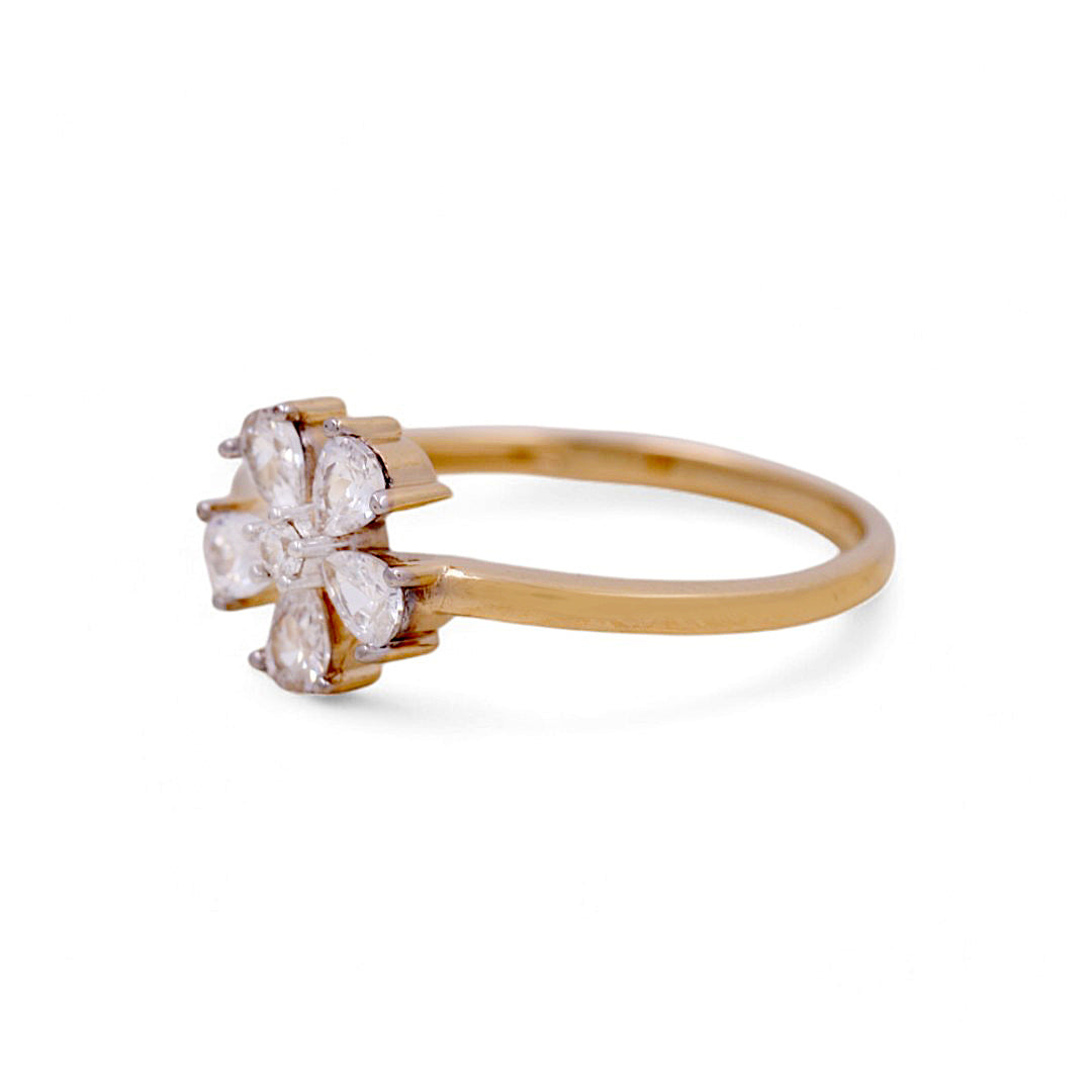 14K Yellow Gold Woman’s Flower Ring / Stone: CZ / Size: 6.5 / Weight: 1.8 GR / IEEWR4FL-1