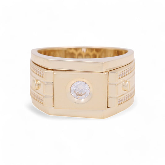 14K Yellow Gold Fashion Men's Ring / Stone: CZ / Size: 10 / Weight: 12.1GR / 711-99999