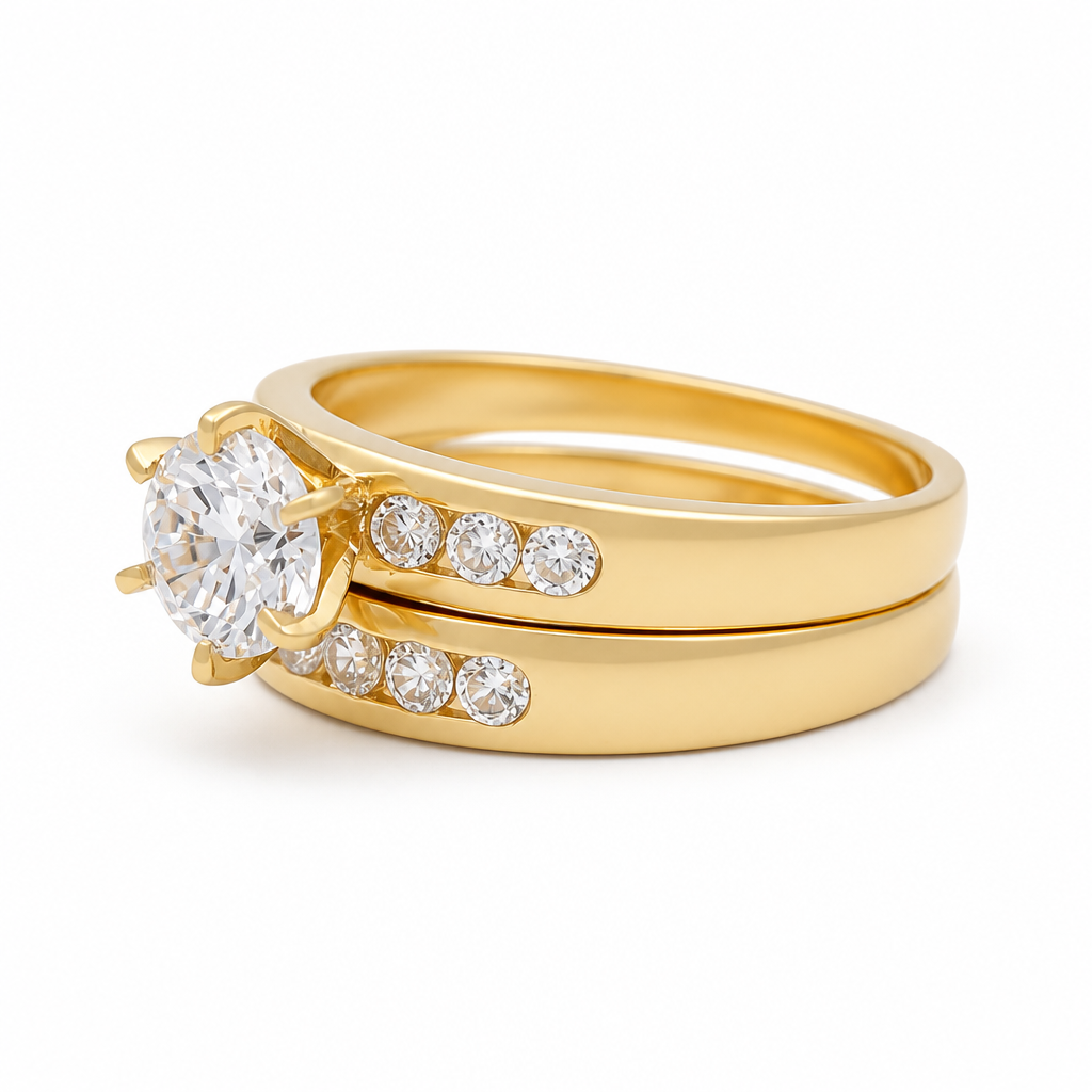 14K Yellow Gold Women’s Bridal Set / Stone: Cz / Size: 7 / Weight: 3.4 GR