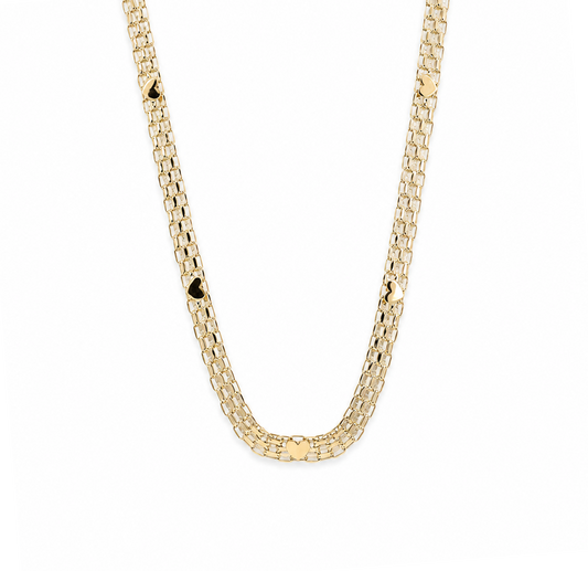 14K Yellow Gold Bismarck with Heart Women's Necklace / Size: 18'' / Weight: 14.3 GR / P08S-18
