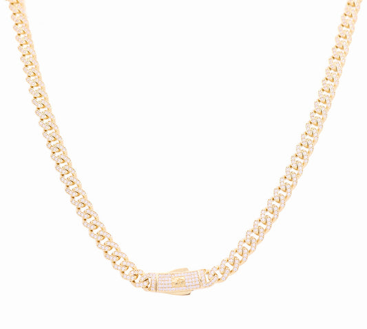 14k Yellow Gold Karol-G Monaco Chain with Cz / Size 7mm 18" / Weight 29.1 GR
