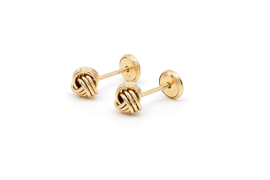 14K Yellow Gold Small Knot Stud Earrings / 6-893601P