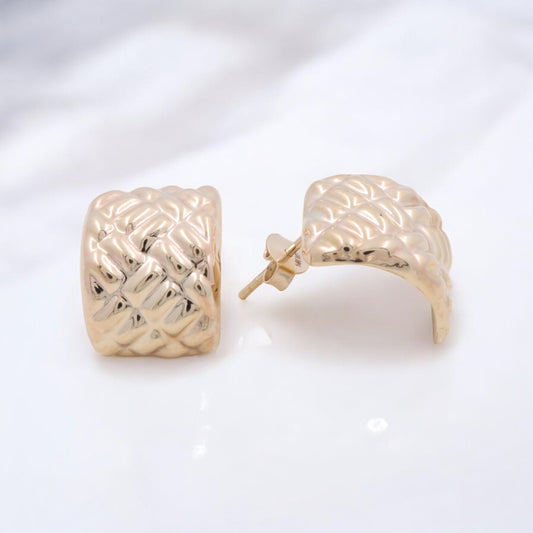 14K Yellow Gold Women’s Hoop Stud Earrings / COES4FS-16