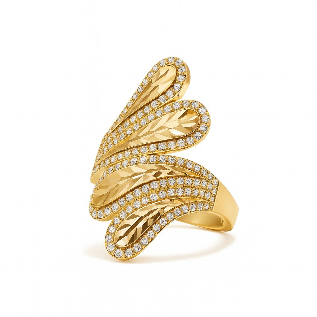 14K Yellow Gold Fashion Women's Ring with CZ / Size 8 / Weight: 5.5 GR / DOWR4FS-8