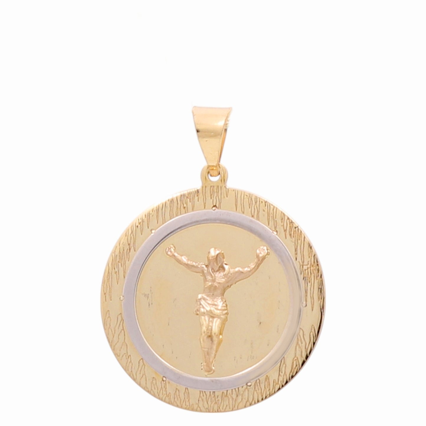 14K Yellow and White Gold Jesus Medal Pendant / 20MM / Weight: 2.7 GR / 000-09770