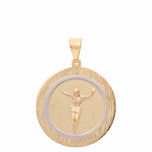 14K Yellow and White Gold Jesus Medal Pendant / 20MM / Weight: 2.7 GR / 000-09770
