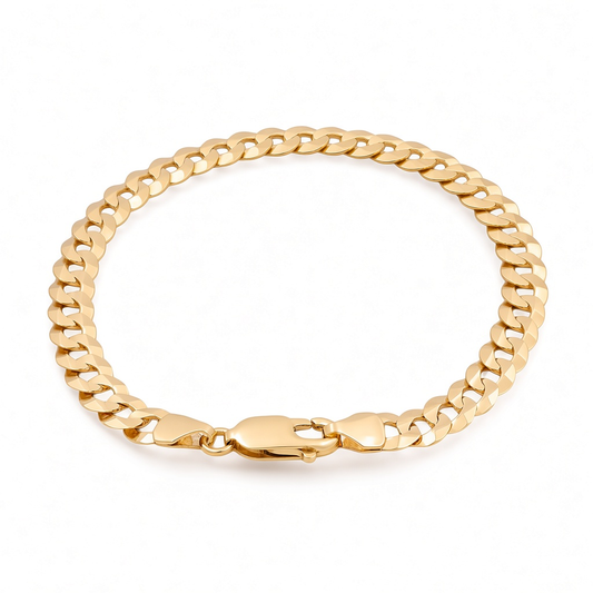 14K Yellow Gold Men's Curb Bracelet / Size: 8.25" 7.5mm / Weight: 12.5 GR