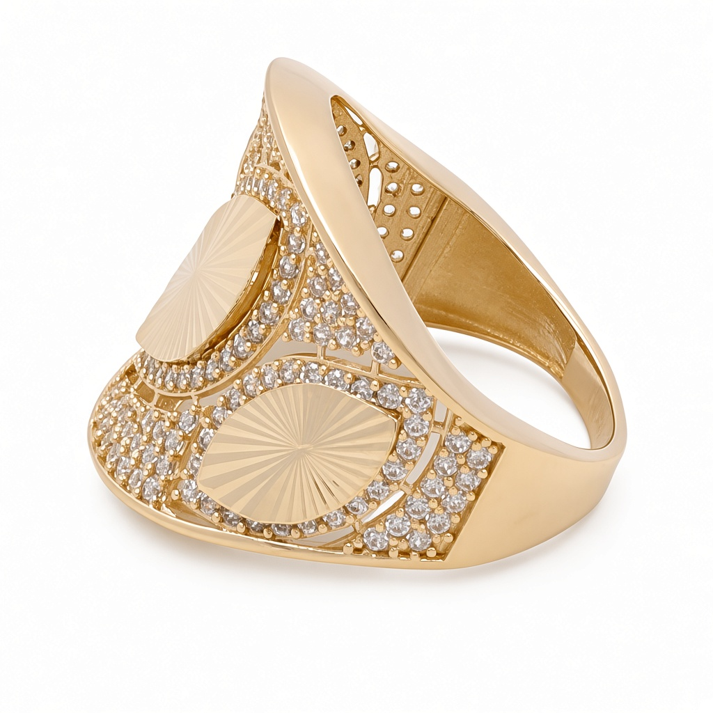 Anillo de moda para mujer de oro amarillo 14K / Zirconia / Talla 7 / Peso: 5.6 GR / COWR4FS-47
