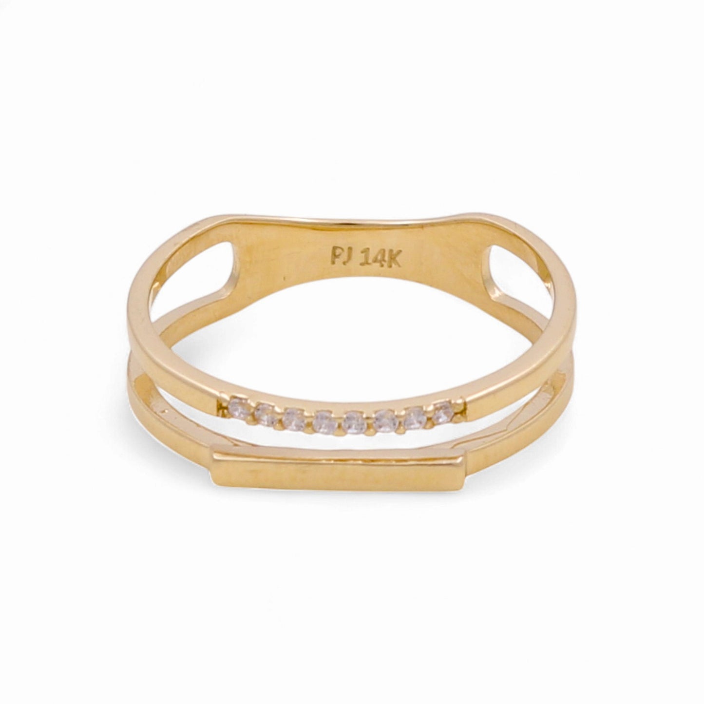 14K Yellow Gold Fashion Women's Ring with Cz / Size: 7 / Weight: 1.8 GR