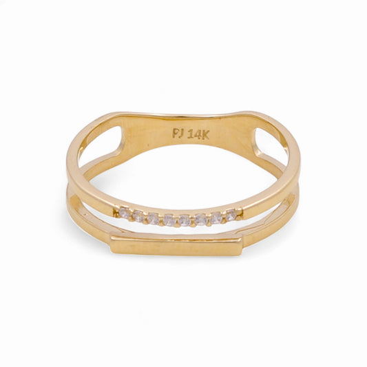 14K Yellow Gold Fashion Women's Ring with Cz / Size: 7 / Weight: 1.8 GR