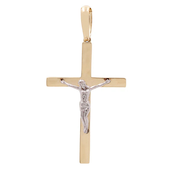 14 K Yellow and White Gold Cross Pendant / Weight: 3.2gr / ISPD4CRS-1