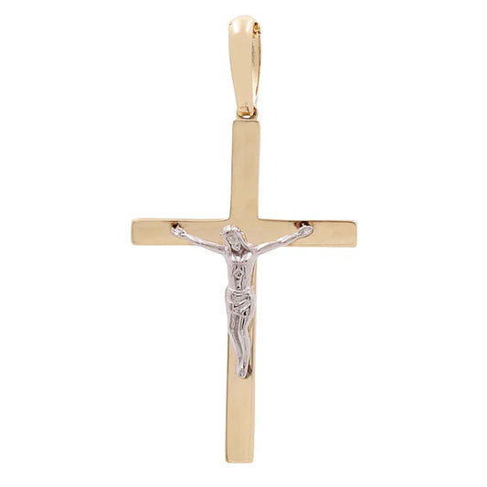 14 K Yellow and White Gold Cross Pendant / Weight: 3.2gr / ISPD4CRS-1