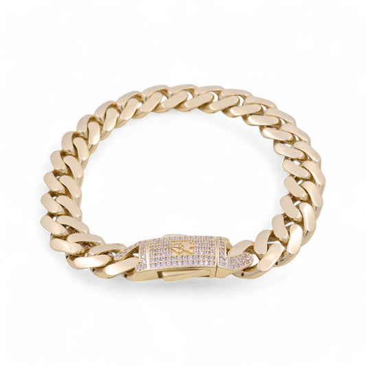 10K Yellow Gold Monaco Men's Bracelet / 10k C / Cz / Size 11mm 8.5" / Weight 18.6 GR / COMB0MON11-8.5