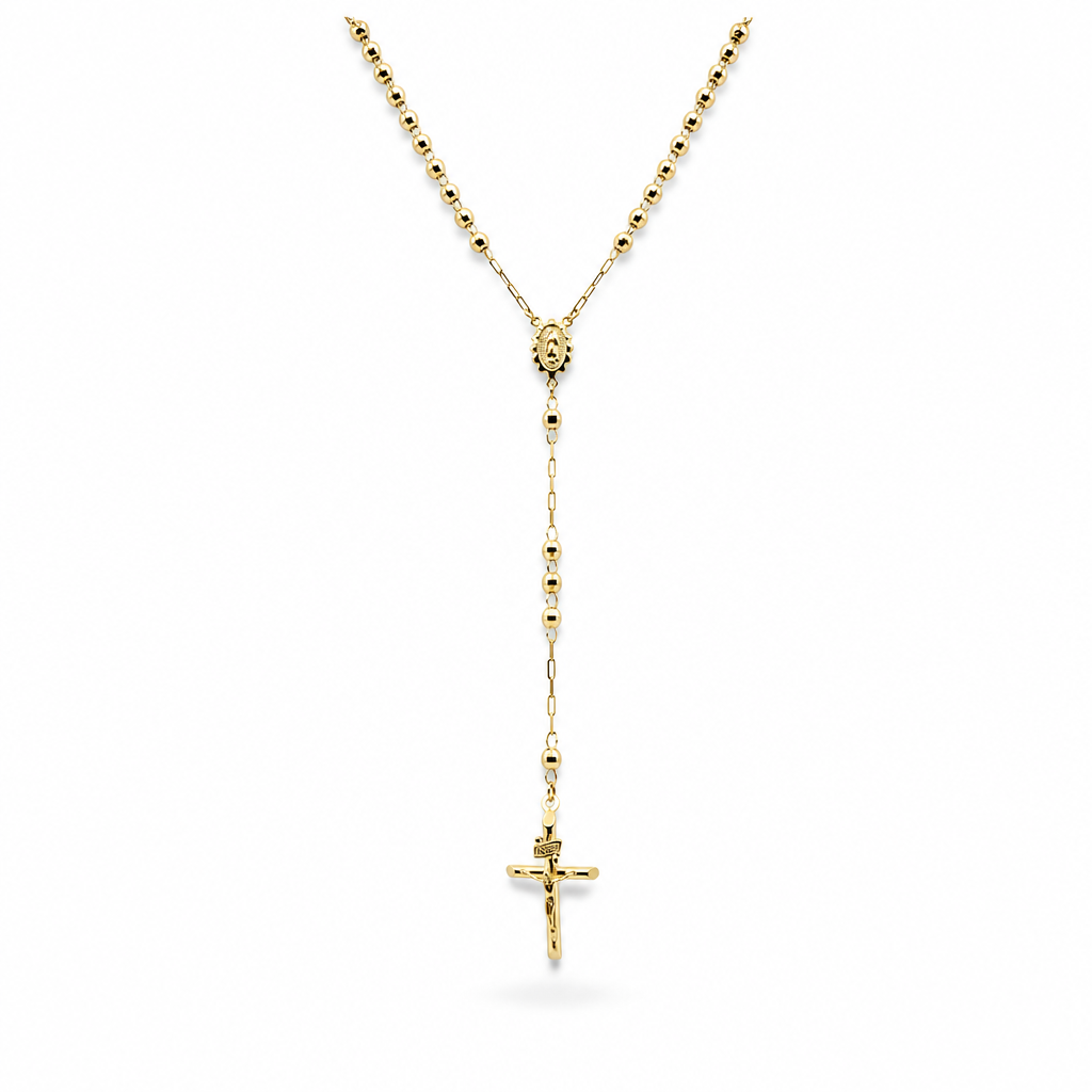 14K Yellow Gold Rosary with Diamond Cut / Size: 20" / Weight: 10.5 GR / DEENK4RS-1