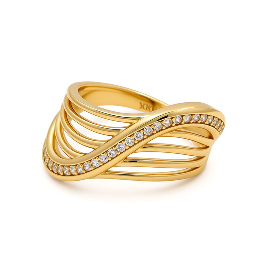 10K Yellow Gold Fashion Women's Ring with CZ / Size: 7.5 / Weight: 2.3 GR / Y23-158