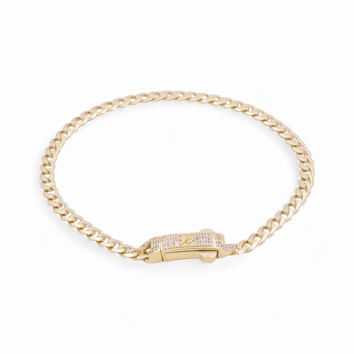 14K Yellow Gold Semisolid Monaco Anklet Bracelet / Stone: Cz / Size: 5mm 10" / Weight: 12.5 GR / MOAB4MON5-10