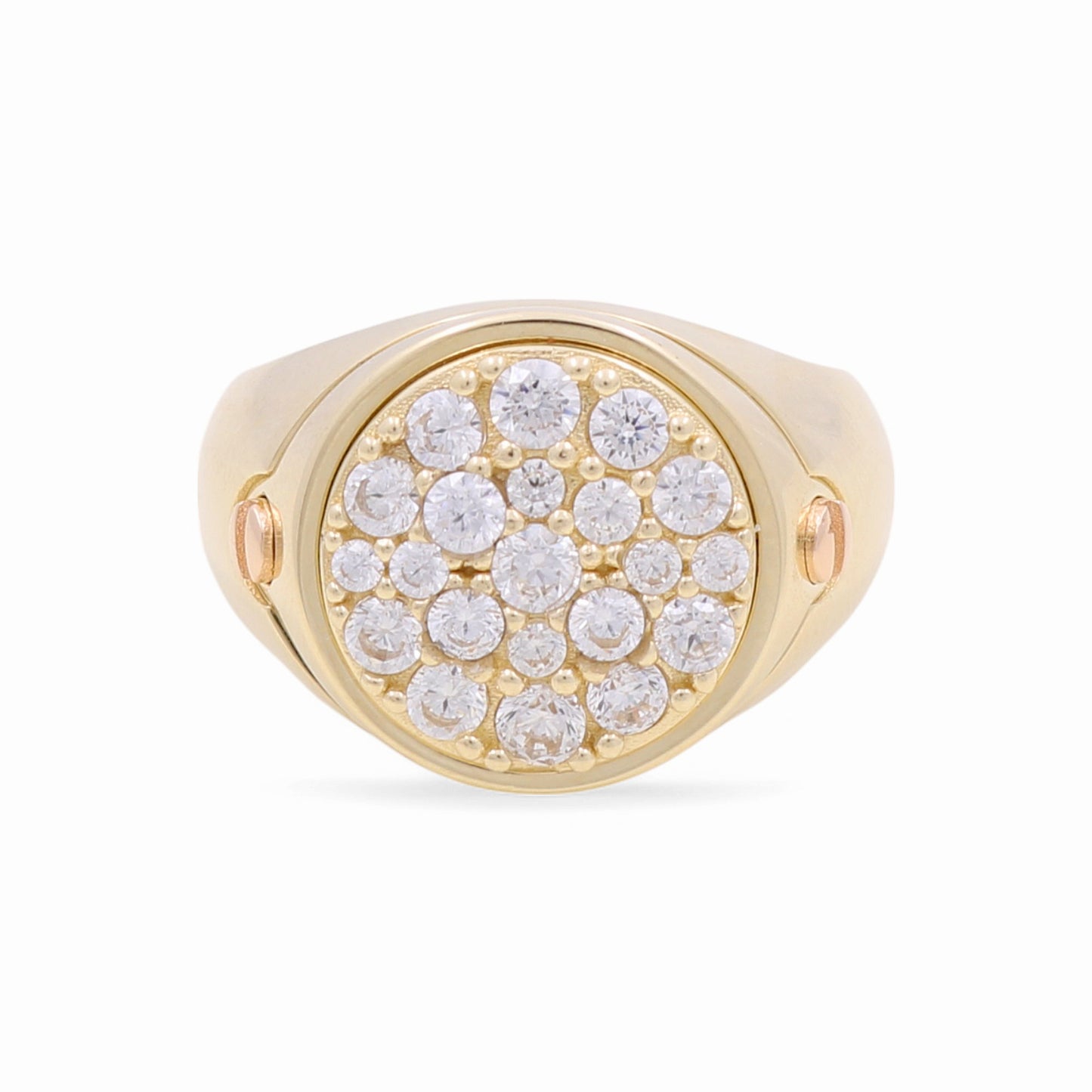 14K Yellow and Rose Gold RD Fashion Men's Ring with White Cz / Size: 11 / Weight: 6.6 GR / CPMRTT4FS-1