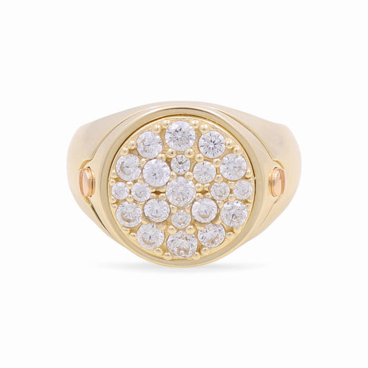 14K Yellow and Rose Gold RD Fashion Men's Ring with White Cz / Size: 11 / Weight: 6.6 GR / CPMRTT4FS-1