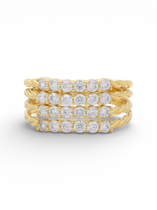 14K Yellow Gold Fashion Women's Ring with Cz / Size: 7 / Weight: 3.6 GR / Y25-743