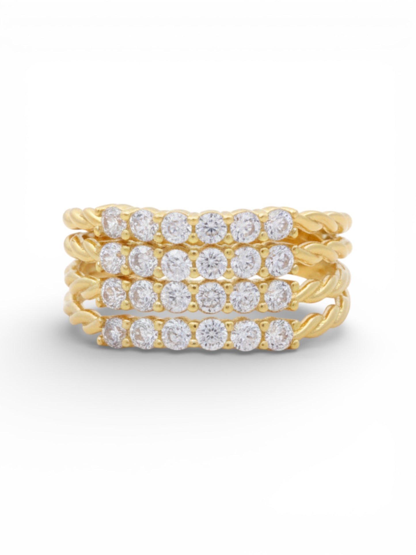 14K Yellow Gold Fashion Women's Ring with Cz / Size: 7 / Weight: 3.6 GR