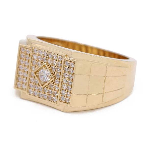 COMR4RCTCZ-2 14k C Cz Size 11sz Weight 13.5gr  Rectangular Mens Ring with Cz