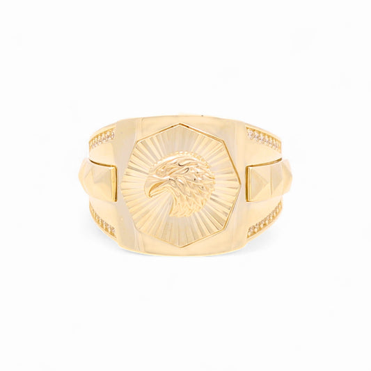 10K Yellow Gold  Head Eagle Men's Ring / Stone: CZ / Size: 11 / Weight: 9.1GR / 711-99999