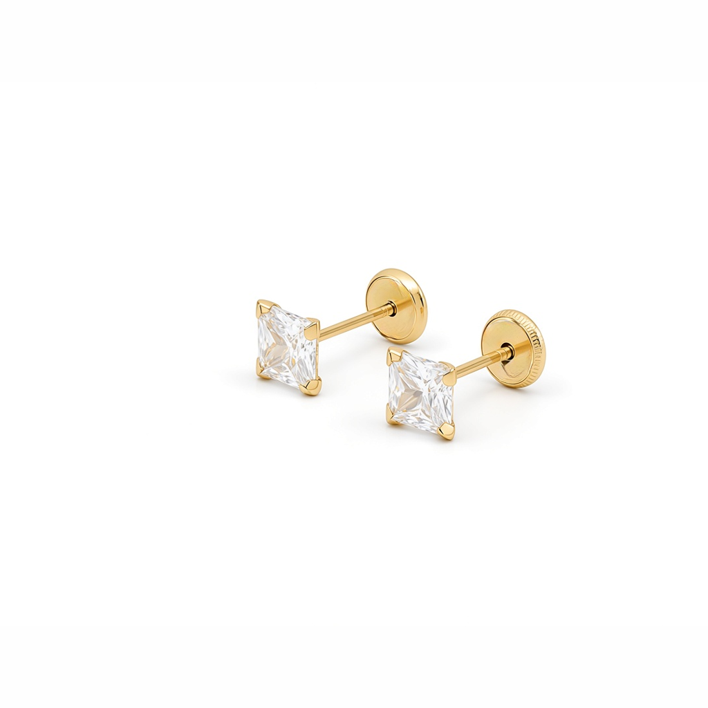 14K Yellow Gold Fashion Stud Earrings with Cz / 6-124501PS5