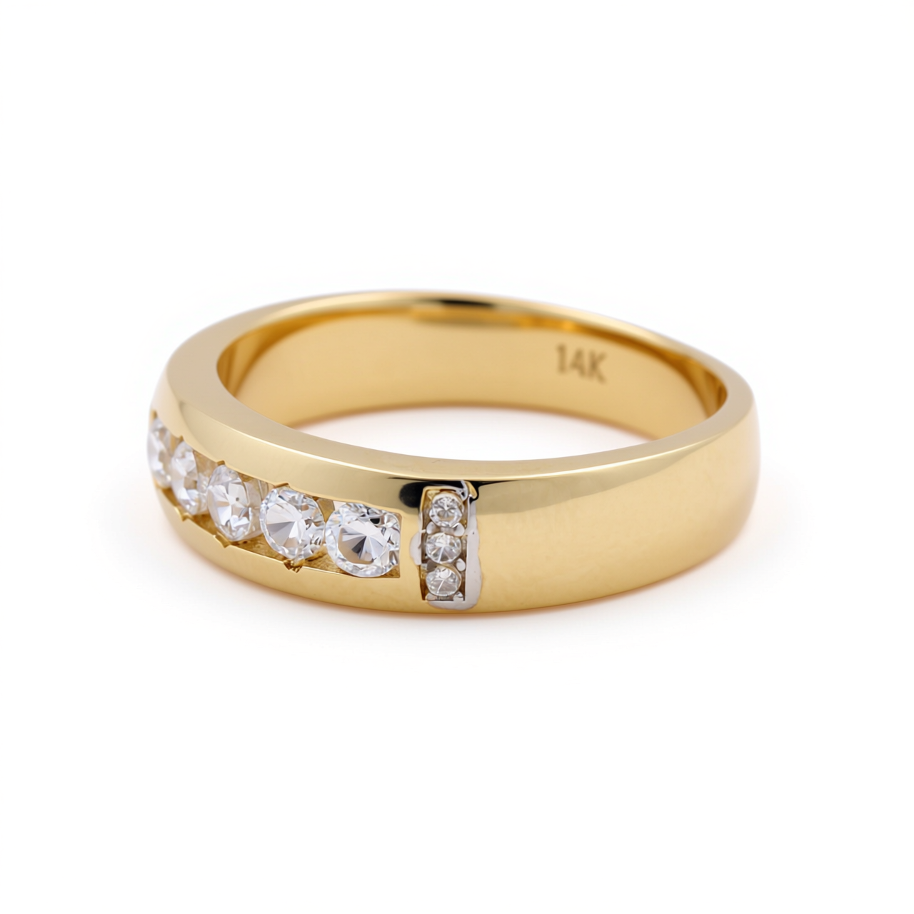 14K Yellow Gold Men’s Wedding Band / Stone: Cz / Size: 10 / Weight: 3.8 GR / CEEMWB4BS-30