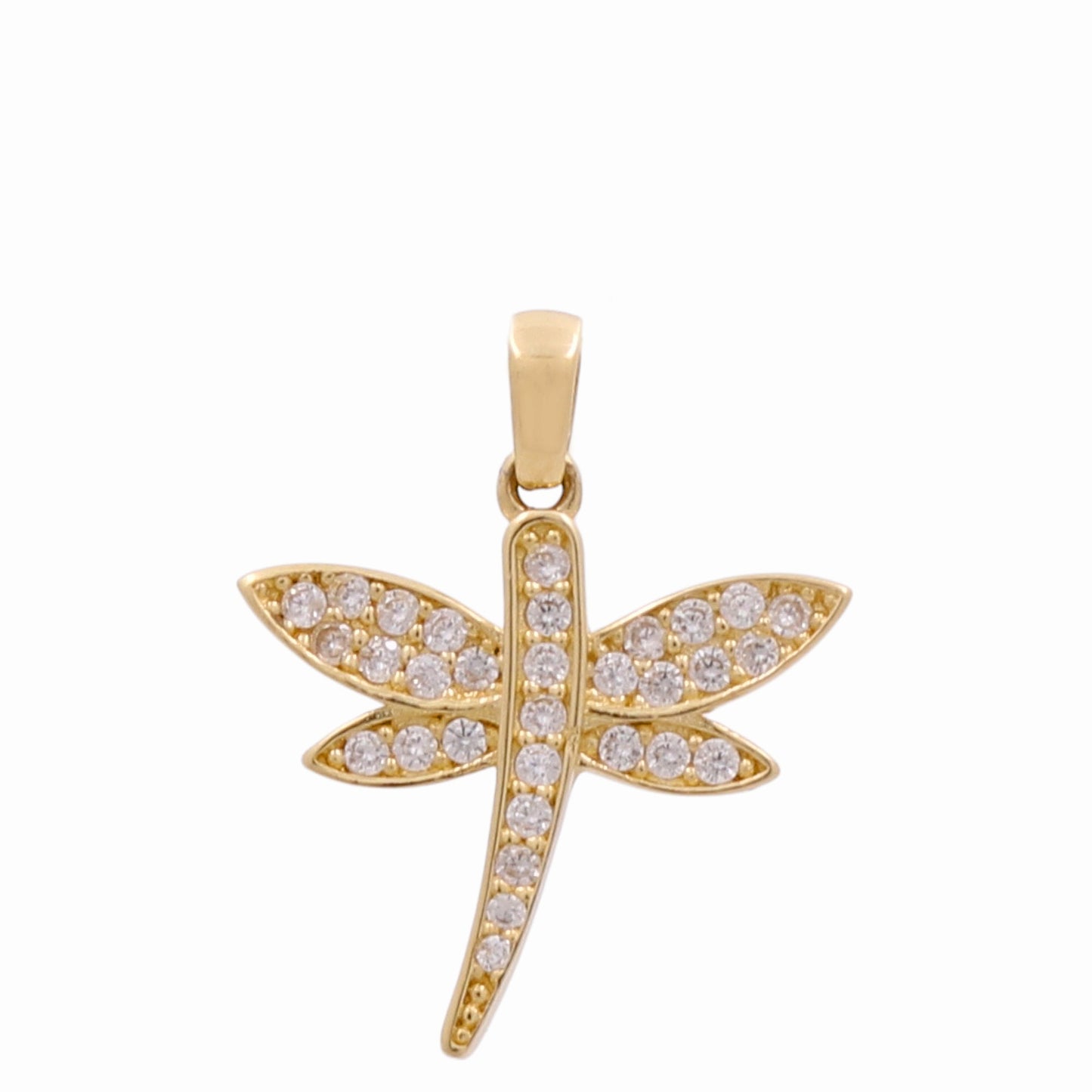 14K Yellow Gold Dragonfly Pendant with White Cz / Weight: 1.4 GR / CPPD4DF-1